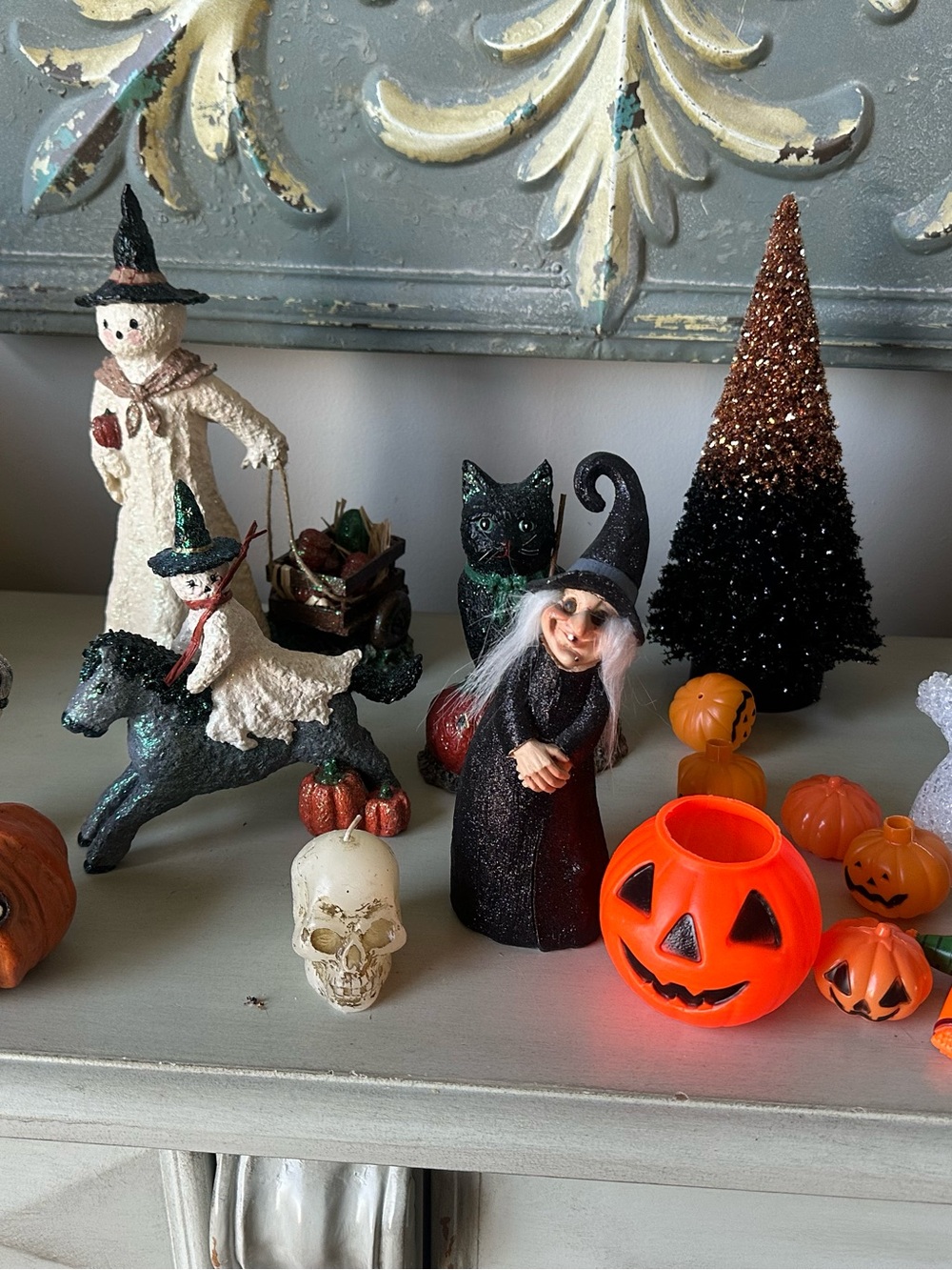 Large Halloween decor lot broomsnickel and more